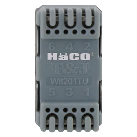 เต้ารับโทรศัพท์ HACO 6P/4C TJ-W8201TU-MSB  สีแม็ทแกร_2