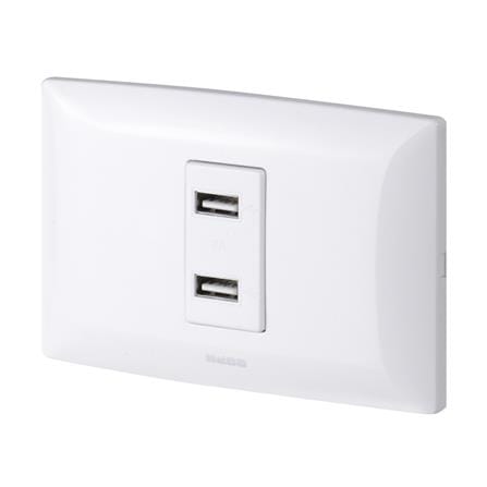 ชุดเต้ารับ USB 2 ช่อง HACO AP-USB10 สีขาว_1