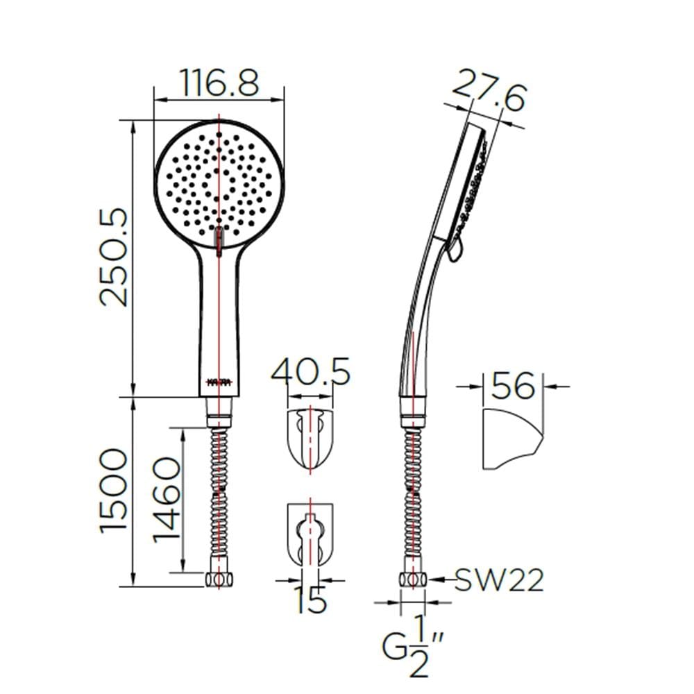 ฝักบัวสายอ่อน 3 ระดับ KARAT FAUCET KS-15-213-50 สีโครม