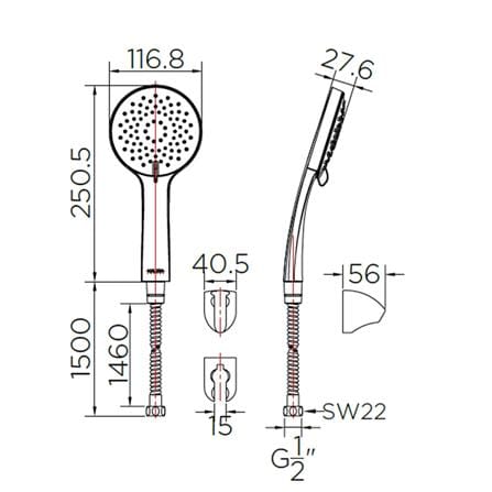 ฝักบัวสายอ่อน 3 ระดับ KARAT FAUCET KS-15-213-50 สีโครม_1