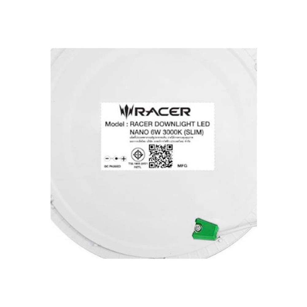 ดาวน์ไลท์ LED RACER NANO-D 4.6 นิ้ว 6 วัตต์ WARM WHITE สีขาว