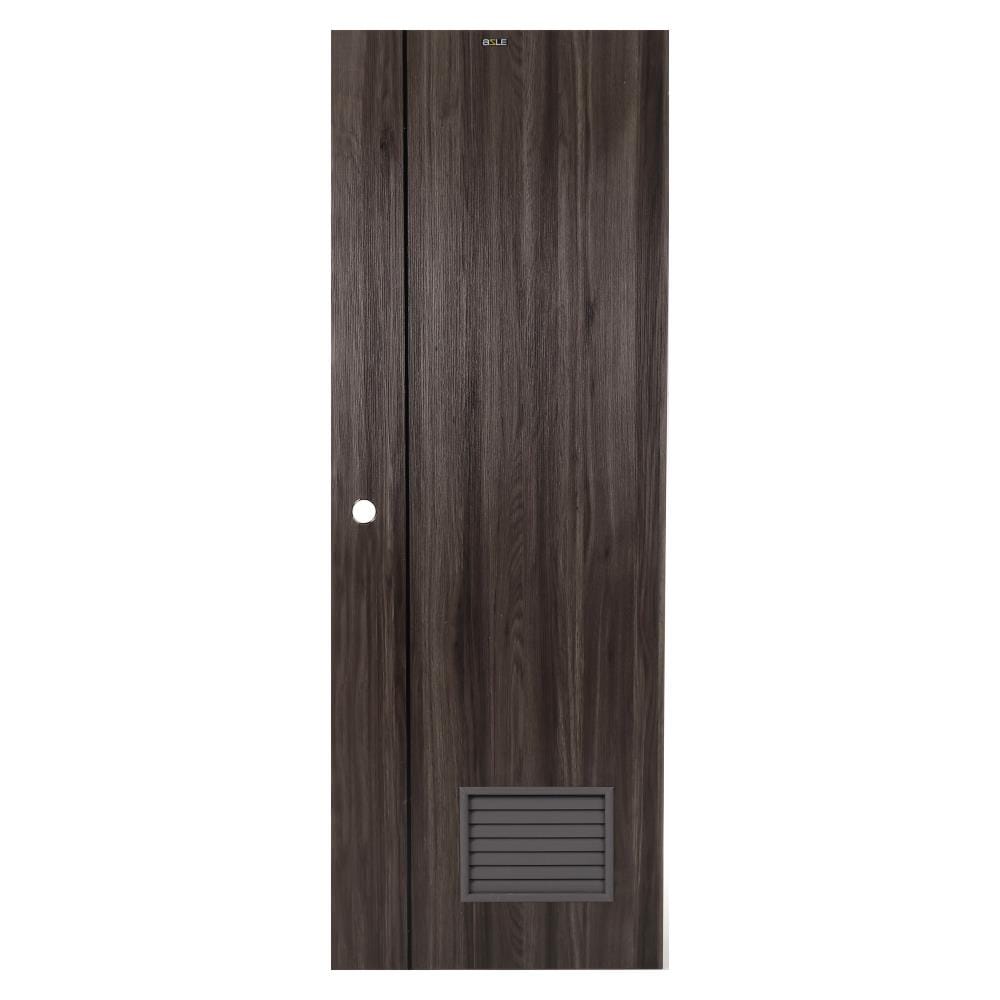 ประตูห้องน้ำ UPVC AZLE LT-05 เกล็ด 70X200 ซม. สี DARK GREY เจาะลูกบิด