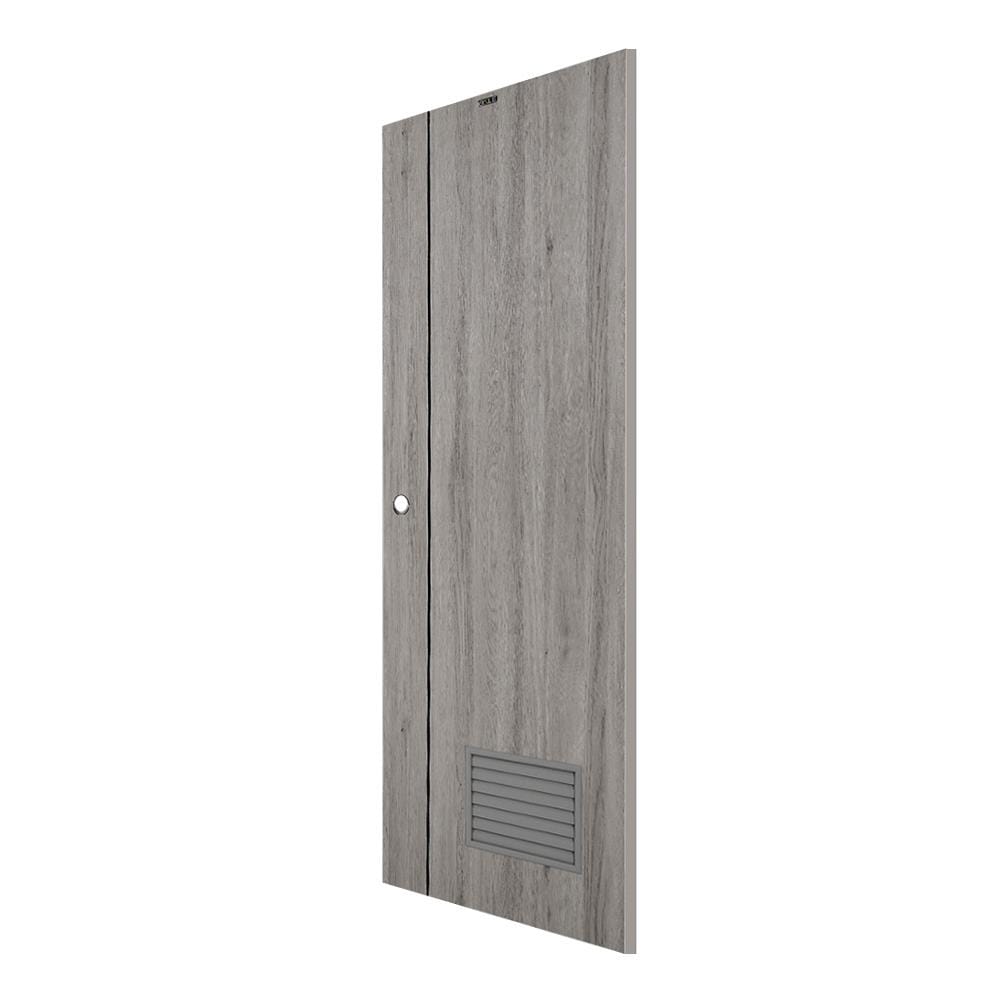ประตูห้องน้ำ UPVC AZLE LT-05 เกล็ด 70X200 ซม. สี SILVER/GREY เจาะลูกบิด