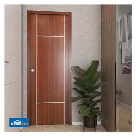 ประตูภายใน ไวนิล AZLE MD1 80X200 ซม. สีสัก เจาะลูกบิด_3