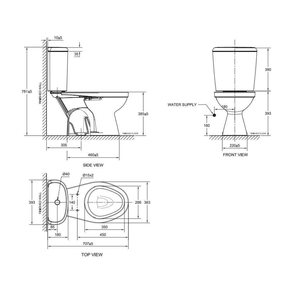2-PIECE TOILET AMERICAN STANDARD TF-2698SCW-WT-0 4.5L WHITE