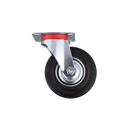 SWIVEL PLATE RUBBER CASTER WITHOUT BRAKE FITT 036125 5IN BLACK