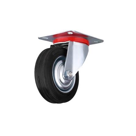 SWIVEL PLATE RUBBER CASTER WITHOUT BRAKE FITT 036100 4IN BLACK_1