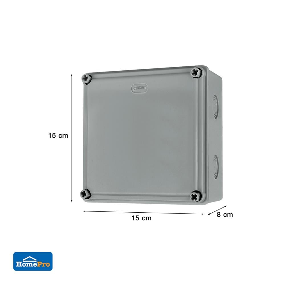 WATERPROOF PLASTIC JUNCTION BOX ELECKTA 6X6IN GREY
