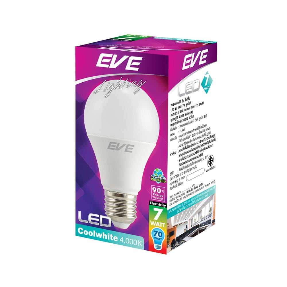 หลอด LED EVE ECO A60 7 วัตต์ COOLWHITE E27