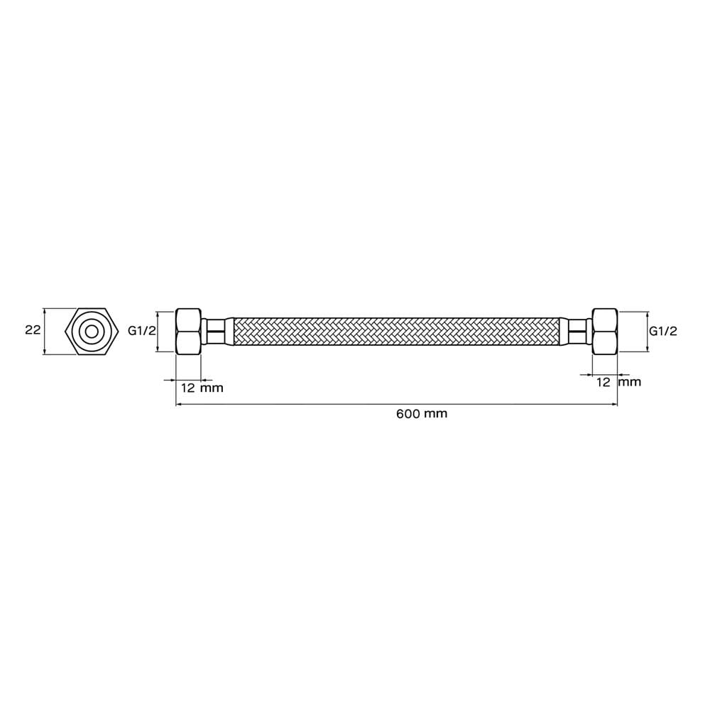 สายน้ำดีสเตนเลส น้ำอุ่น-น้ำเย็น WS CWT 500/12 24 นิ้ว