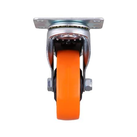 SWIVEL PLATE POLYURETHANE CASTER WITH BRAKE FITT 749100 4IN ORANGE_2