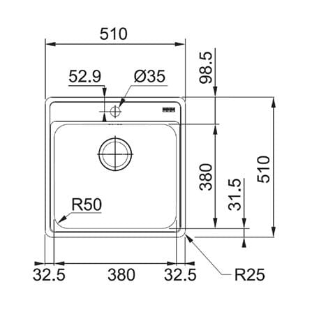 ซิงค์ฝัง 1หลุม FRANKE BCX 610-51 สเตนเลส_1