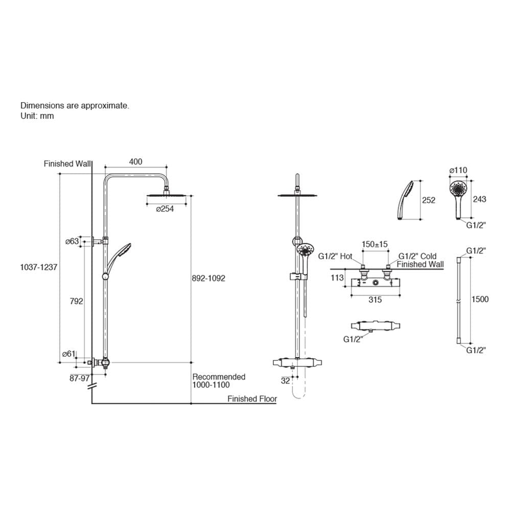 ฝักบัว RAIN SHOWER ผสม KOHLER K-97822T-B9-CP