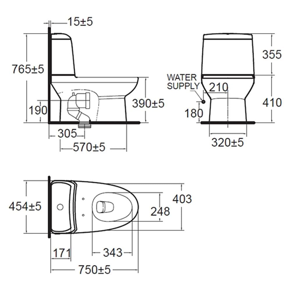 สุขภัณฑ์ 2 ชิ้น AMERICAN STANDARD TF-2327SC-WT-0 3/4.2L สีขาว