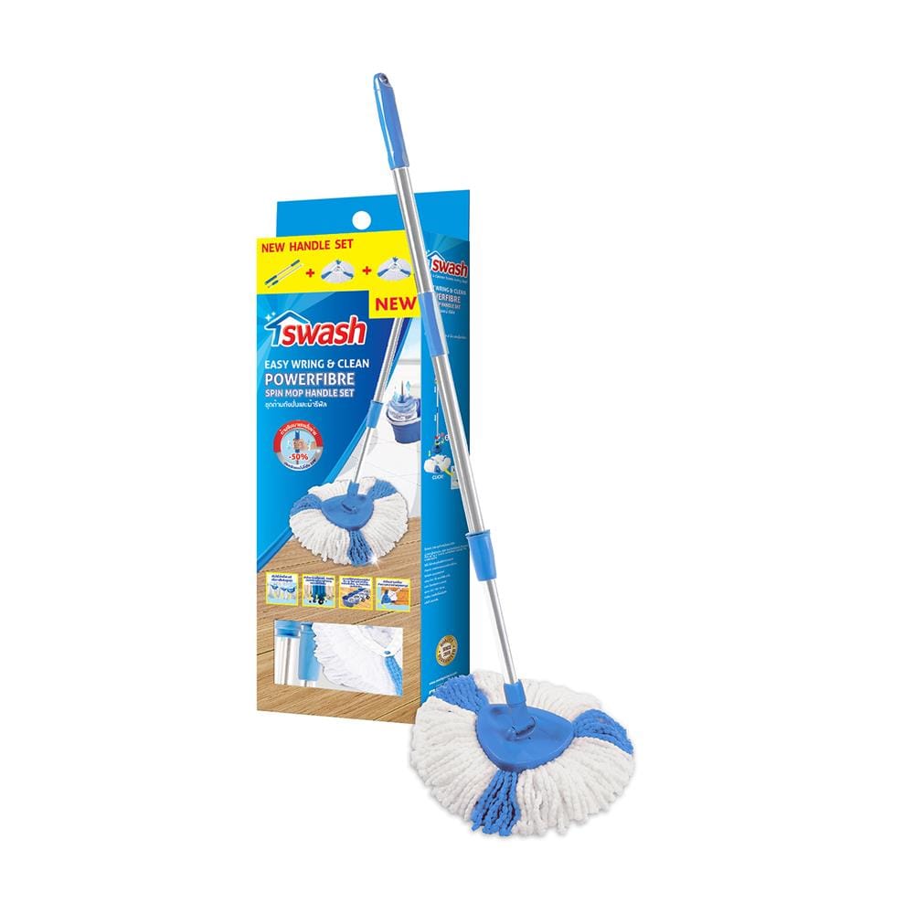 ไม้ม็อบไมโครไฟเบอร์หัวสามเหลี่ยม SWASH 15 นิ้ว สีฟ้า