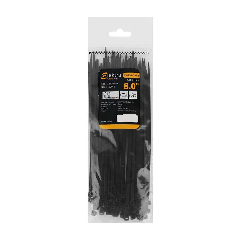 เคเบิ้ลไทร์ ELEKTRA 8 นิ้ว สีดำ (100 เส้น)