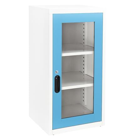 ตู้เหล็กบานเปิดกระจก KIOSK UDB-2 สีขาว/ฟ้า_1