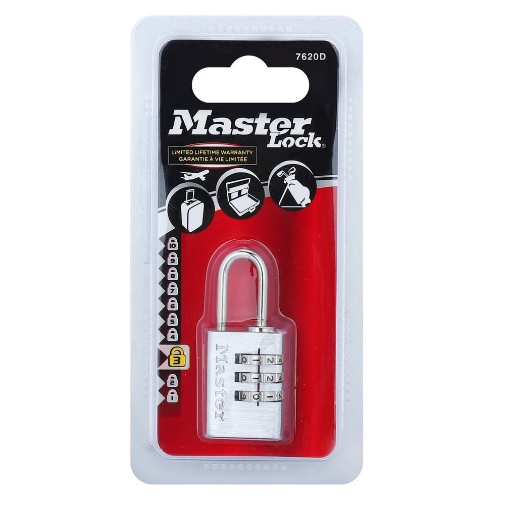กุญแจรหัสคล้อง MASTER LOCK 7620EURD 20 มม. สีเงิน
