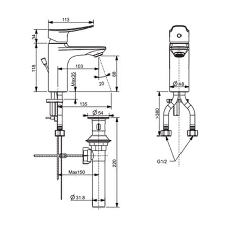 ก๊อกอ่างล้างหน้าผสม AMERICAN STANDARD F10901-CHACT_1