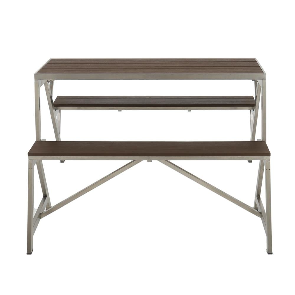 2-IN-1 PICNIC TABLE BENCH SPRING BASTIEN SILVER/BROWN