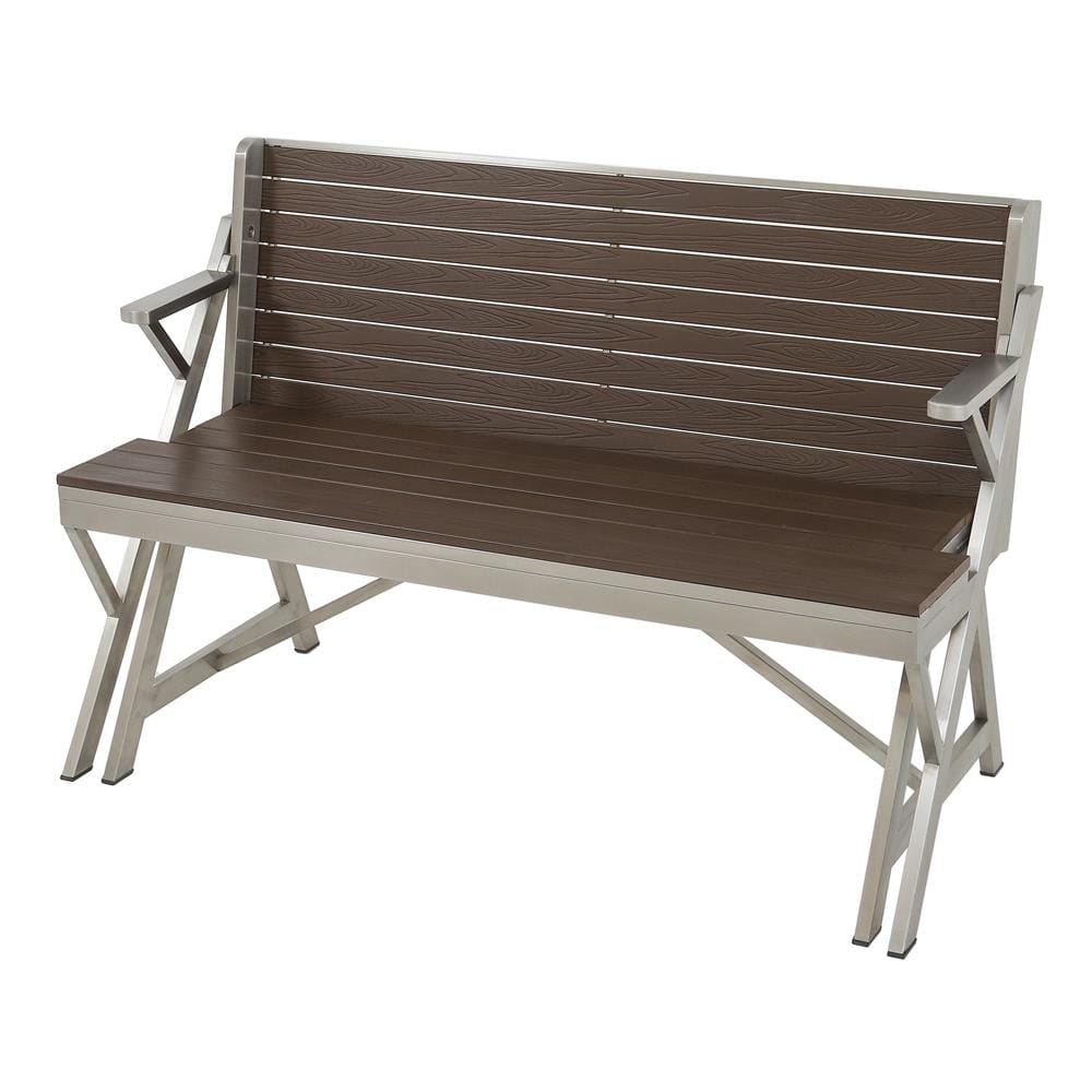 2-IN-1 PICNIC TABLE BENCH SPRING BASTIEN SILVER/BROWN