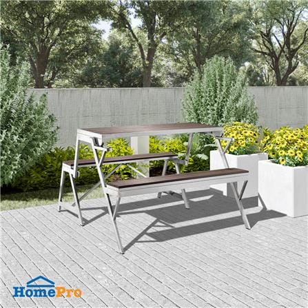 2-IN-1 PICNIC TABLE BENCH SPRING BASTIEN SILVER/BROWN_7