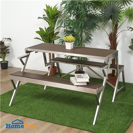 2-IN-1 PICNIC TABLE BENCH SPRING BASTIEN SILVER/BROWN_9
