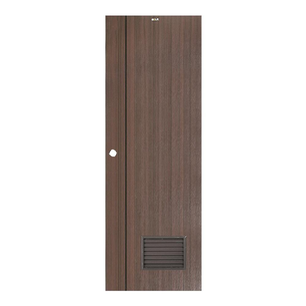 ประตูห้องน้ำ UPVC AZLE LT-05 เกล็ด 70X200 ซม. สีน้ำตาล-สีโอ๊ค เจาะลูกบิด