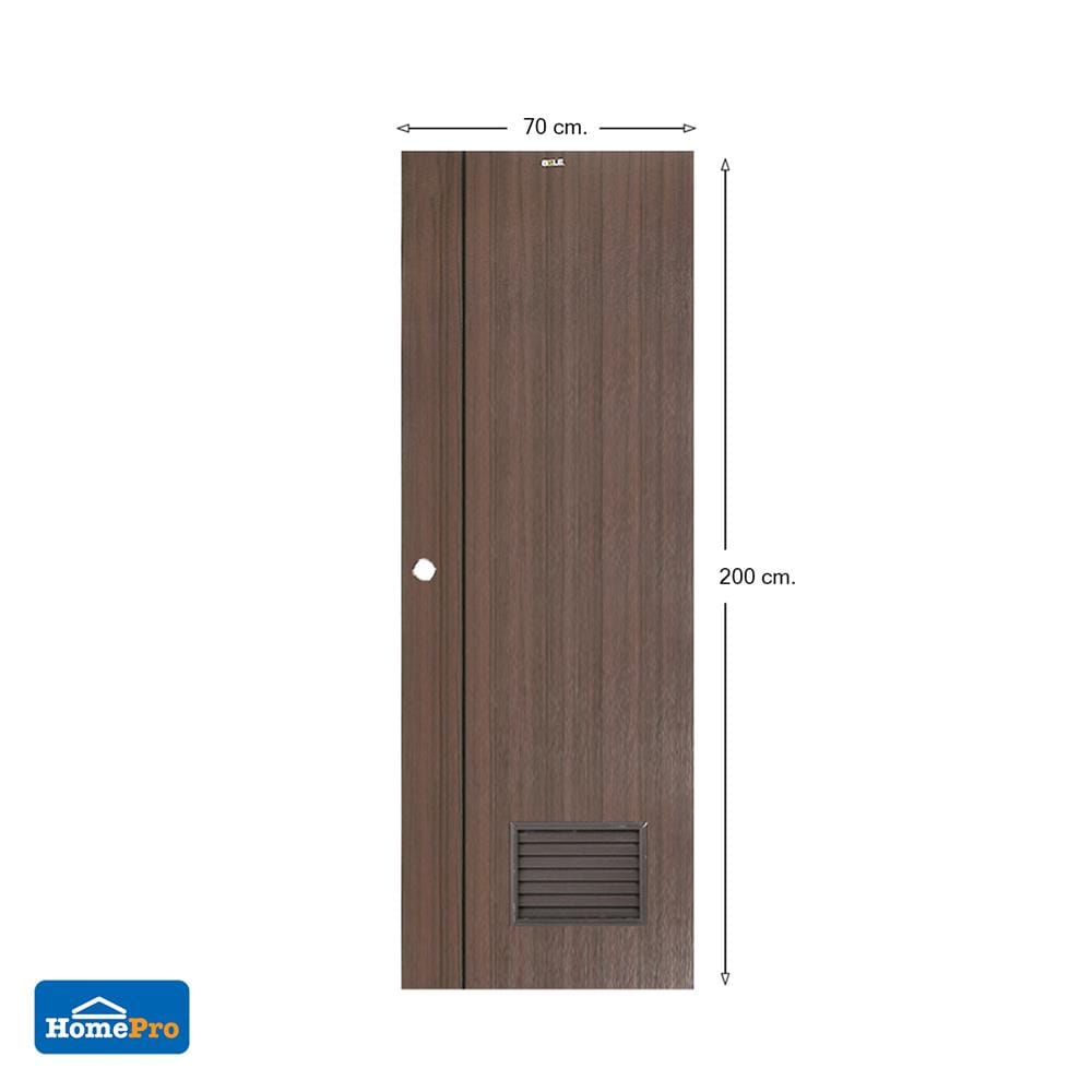ประตูห้องน้ำ UPVC AZLE LT-05 เกล็ด 70X200 ซม. สีน้ำตาล-สีโอ๊ค เจาะลูกบิด