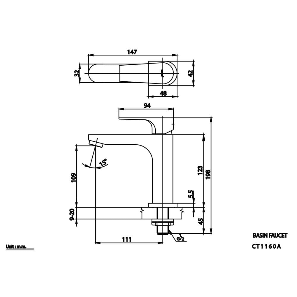 ก๊อกอ่างล้างหน้าเดี่ยว COTTO CT1160AN(HM)