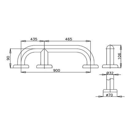 ราวกันลื่นตรง COTTO CT750L90#SA(HM)_1