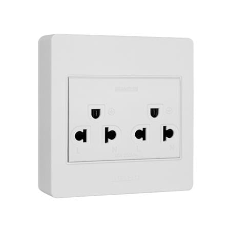 ชุดเต้ารับคู่ 3 ขา 2 ช่อง HACO M3N-E20 สีขาว_1