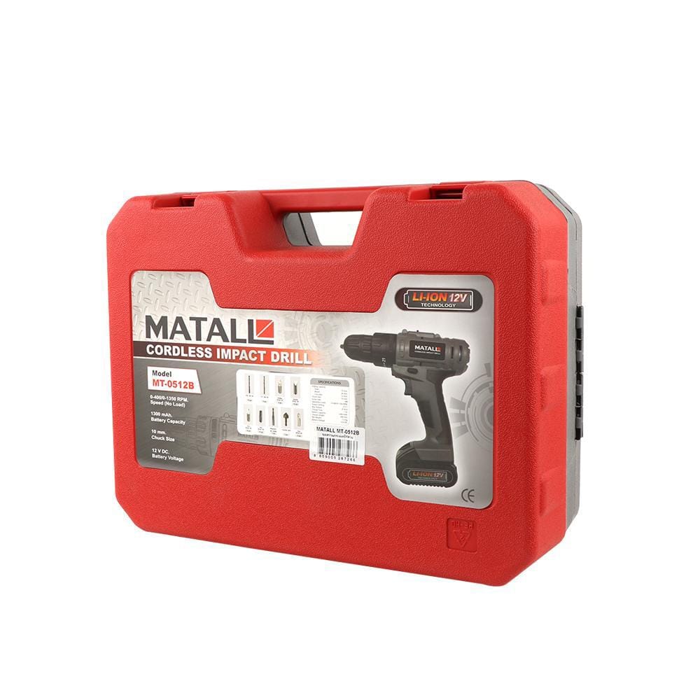 ชุดสว่านกระแทกไร้สาย (พร้อมแบตเตอรี่) MATALL MT-0512B 12 โวลต์