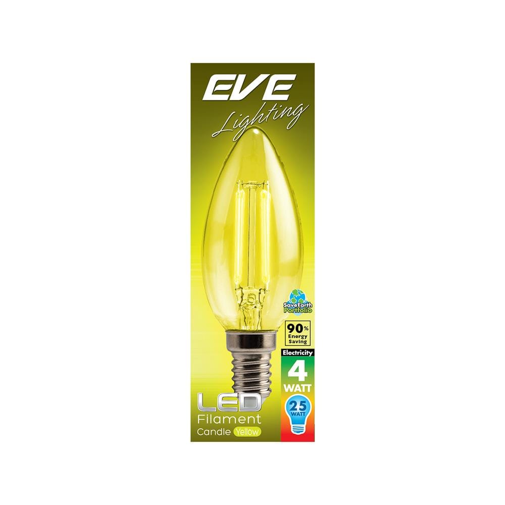หลอด LED FILAMENT CANDLE 4 วัตต์ สีเหลือง E14