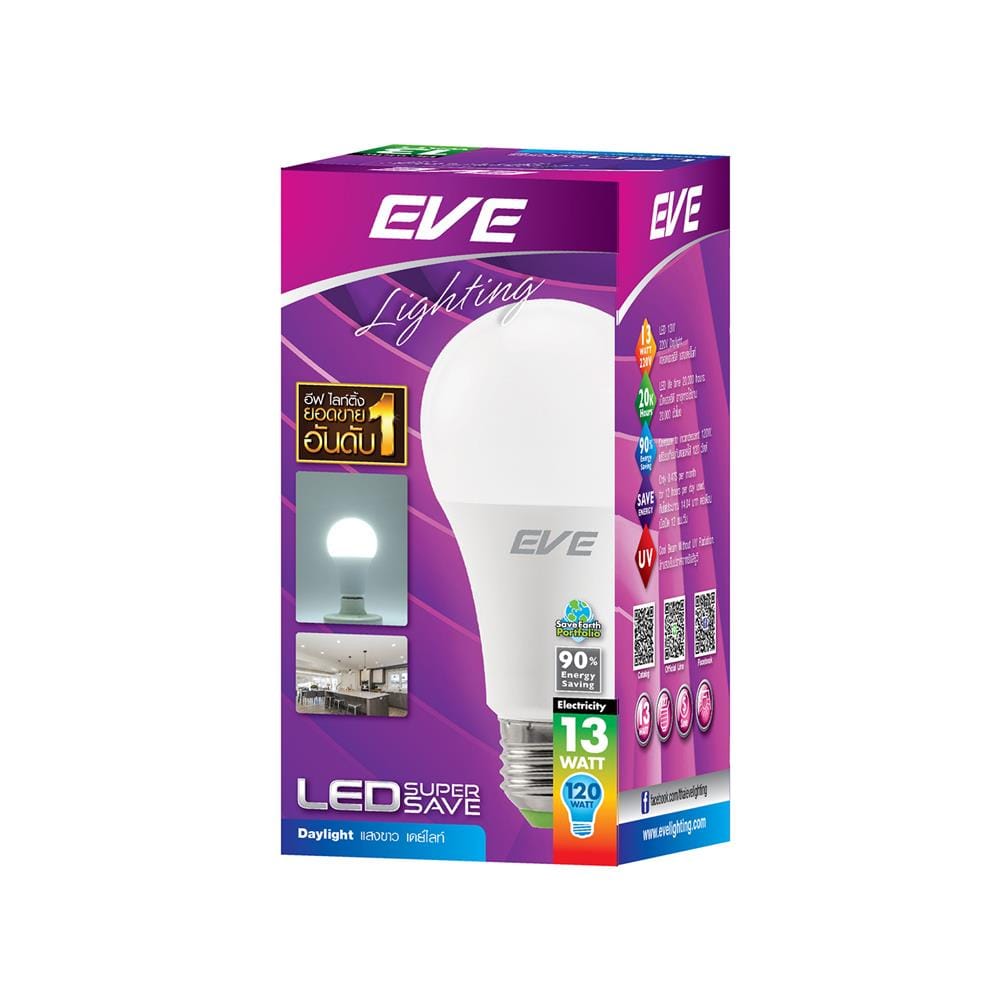 หลอด LED EVE A60 SUPER SAVE 13 วัตต์ DAYLIGHT E27