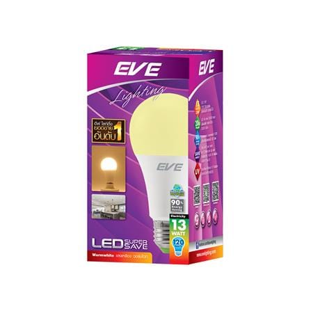 หลอด LED EVE A60 SUPER SAVE 13 วัตต์ WARM WHITE E27_3