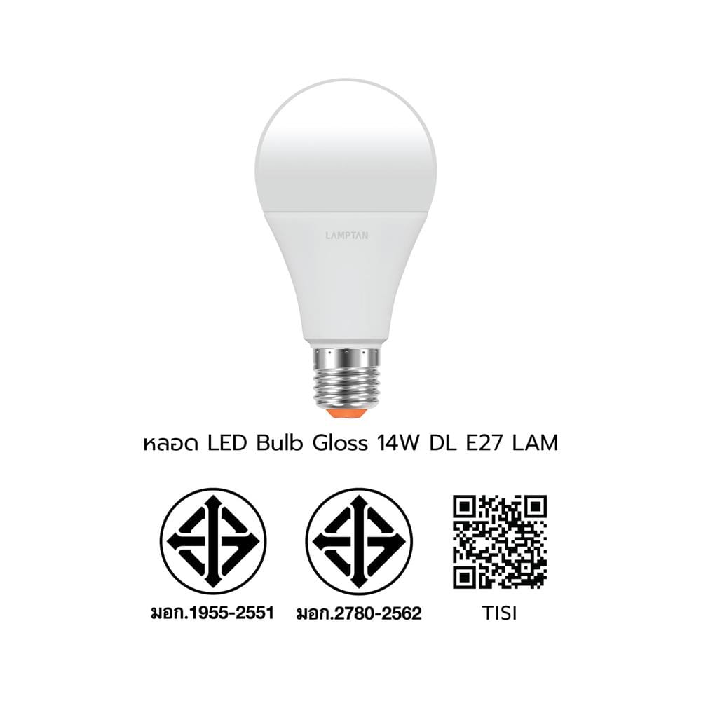 หลอด LED LAMPTAN BULB GLOSS 14 วัตต์ DAYLIGHT E27