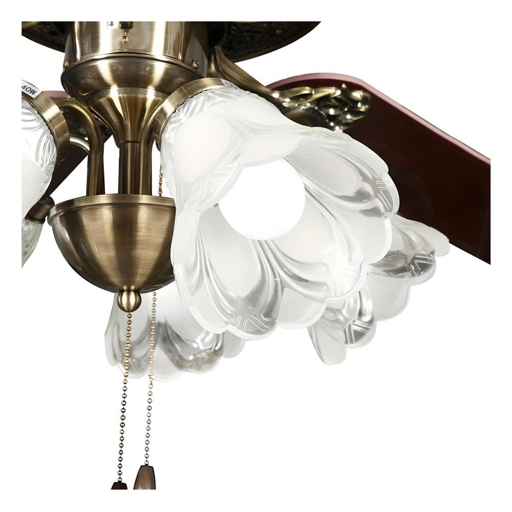 พัดลมโคมไฟ CA05 CARINI ไม้/เหล็ก CLASSIC ทองรมดำ 52" 5ใบพัด 5หัว