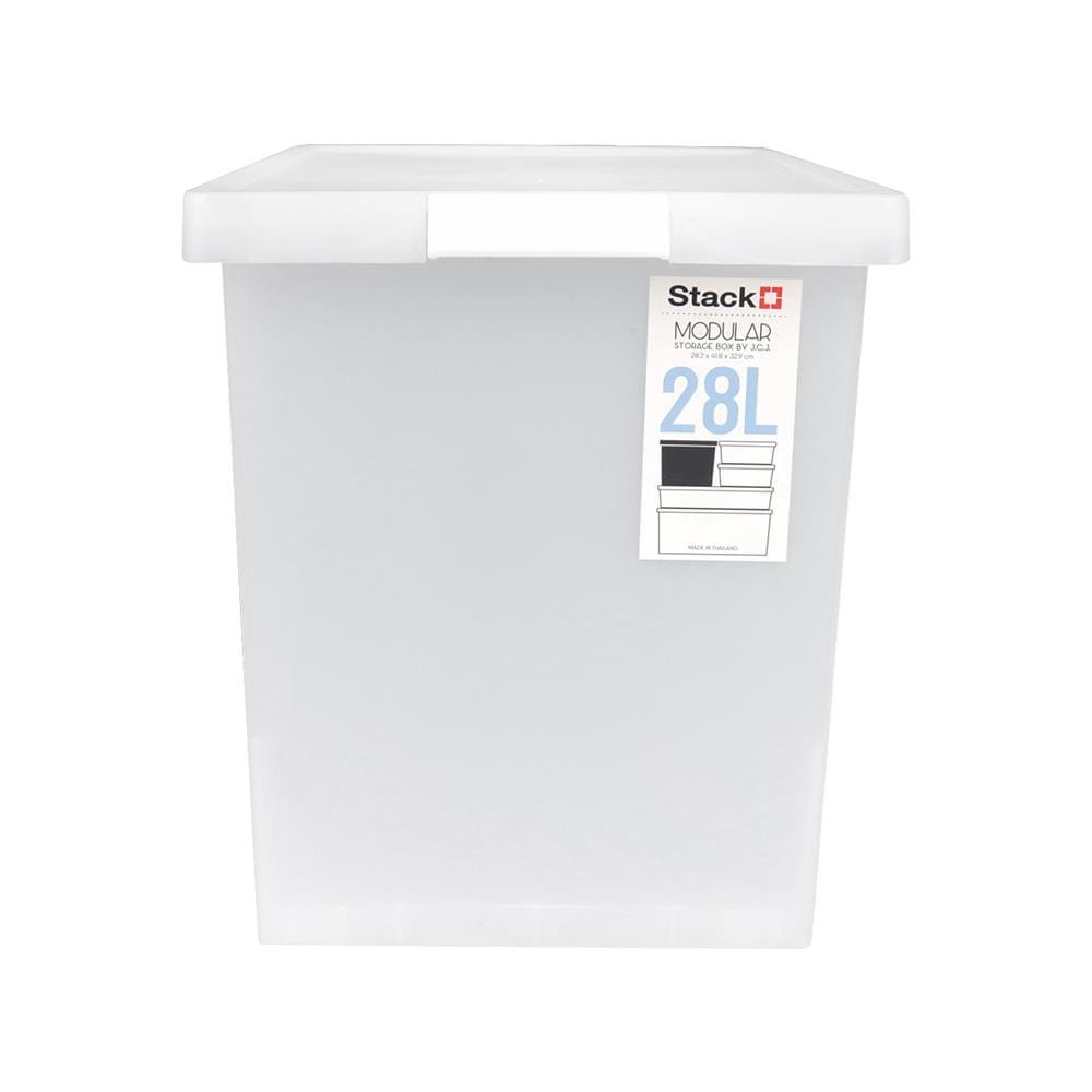 กล่องซ้อนได้ มีฝา STACKO 5223 28L 28.4x42x32.9 ซม. สีขาว
