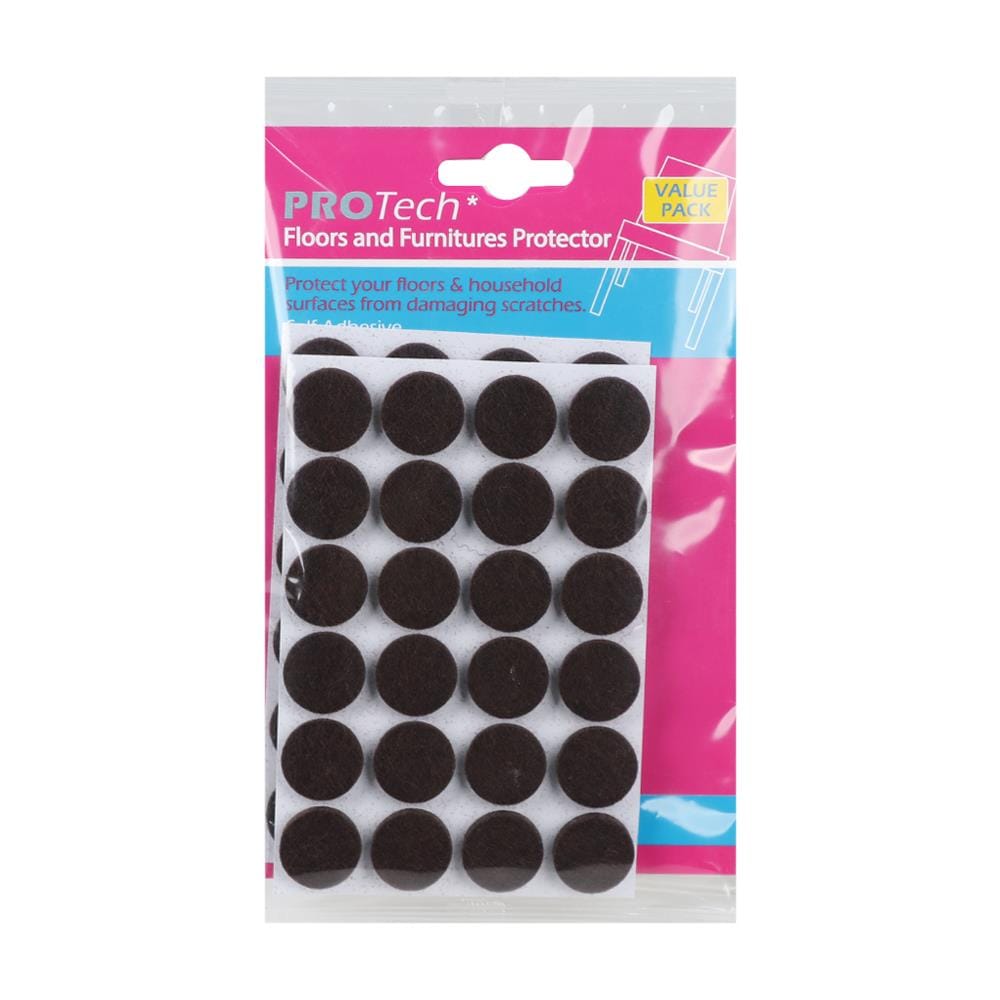 แผ่นสักหลาด PROTECH กลม 20 มม. สีนํ้าตาล แพ็ก 44 ชิ้น