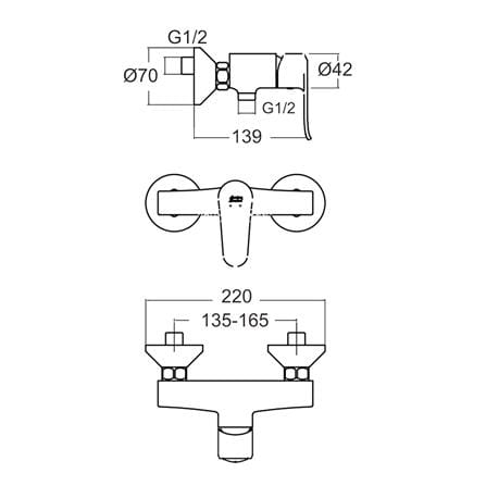 ก๊อกผสมยืนอาบ AMERICAN STANDARD A-0712-300B_1