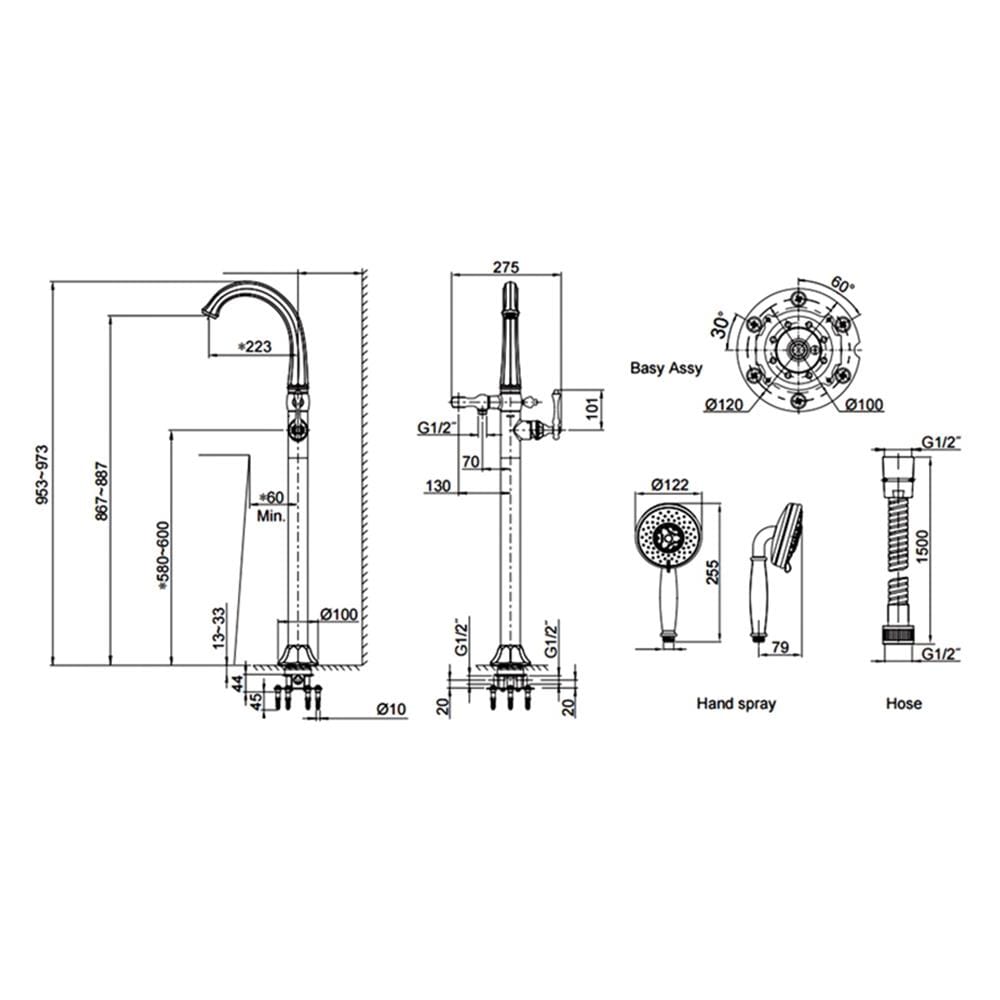 ก๊อกผสมอ่างอาบน้ำ KOHLER K-99097T-B4-RGD