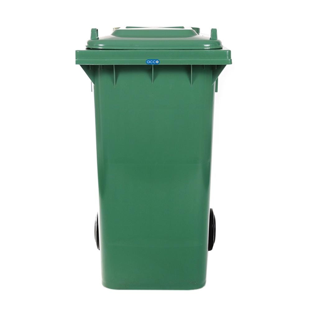 ถังขยะเหลี่ยม ฝาเปิด-ปิด มีล้อ ACCO 240L สีเขียว
