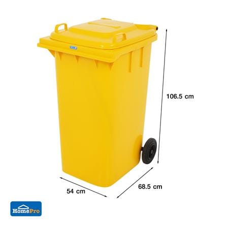 ถังขยะเหลี่ยม ฝาเปิด-ปิด มีล้อ ACCO 240L สีเหลือง_8