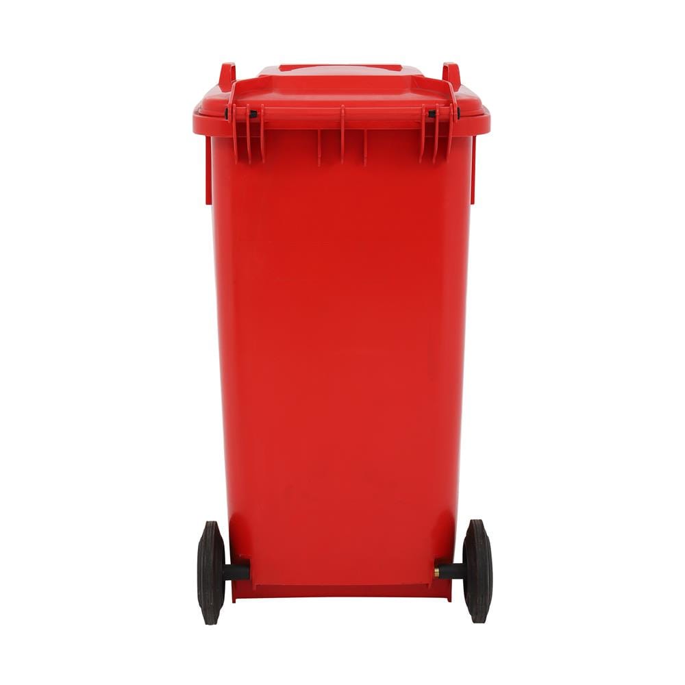 ถังขยะเหลี่ยม ฝาเปิด-ปิด มีล้อ ACCO 240L สีแดง
