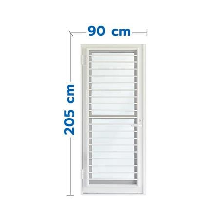 ชุดประตูบานเปิด ระบายอากาศ อะลูมิเนียม SANKYOALUMI J-TRUST VENTILATION 90x205 ซม. สีขาว พร้อมวงกบ-บานพับ-มือจับ-โช้ค