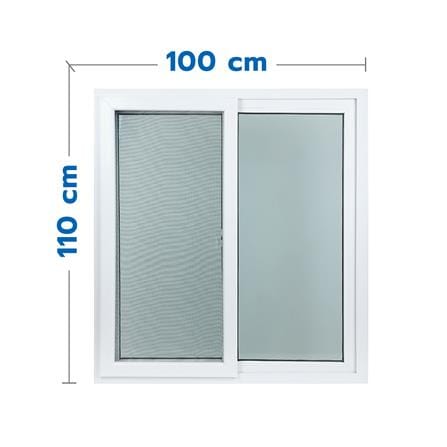 หน้าต่างบานเลื่อน UPVC S-S มุ้ง HOFFEN TRENDY 100X110 ซม. สีขาว_0