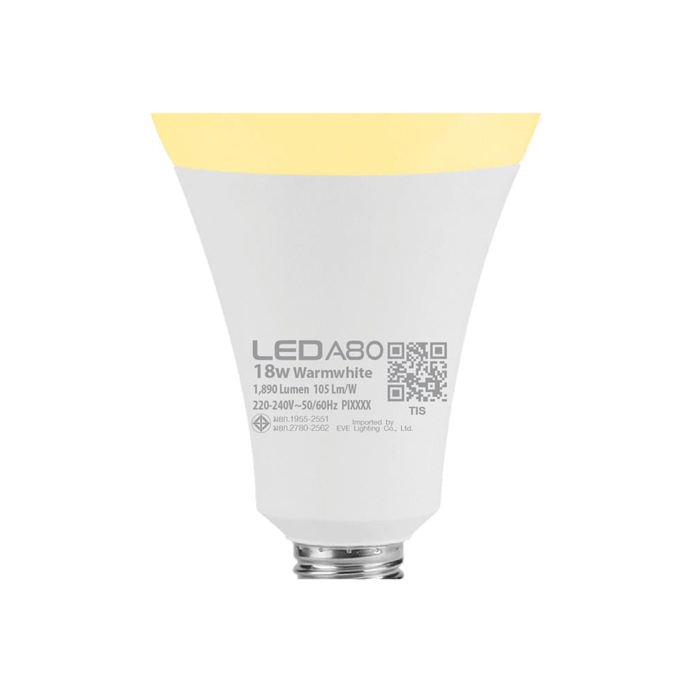 หลอด LED EVE A80 WARM WHITE 18 วัตต์ E27