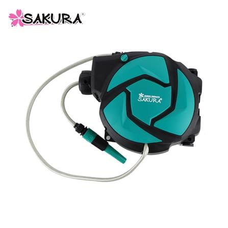 สายยางโรล ติดผนัง+ตั้งพื้น SAKURA DGS1002 1/2 นิ้วx10M ดำ-เขียว