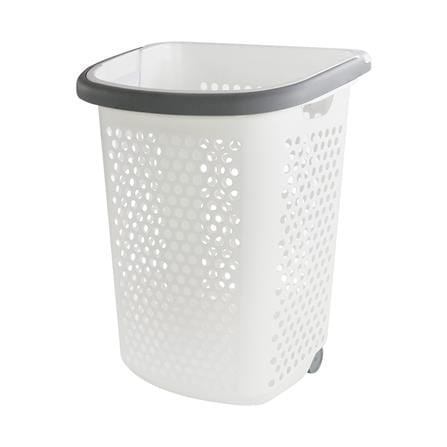ตะกร้าผ้าล้อลาก PLIM BK-137-3 สีขาว/เทา